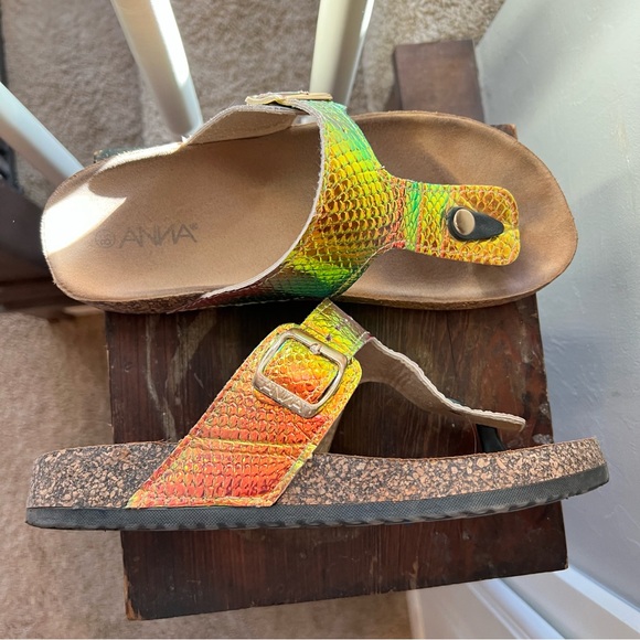 Mermain Unicorn Cork Buckle Thong Sandals ANNA 8.5 - Picture 7 of 11